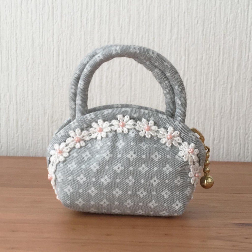 ジュエリーバッグ (ダッチうさぎ/グレー) - うさぎのバッグ工房 RABBIT MOTIF(ラビットモチーフ)