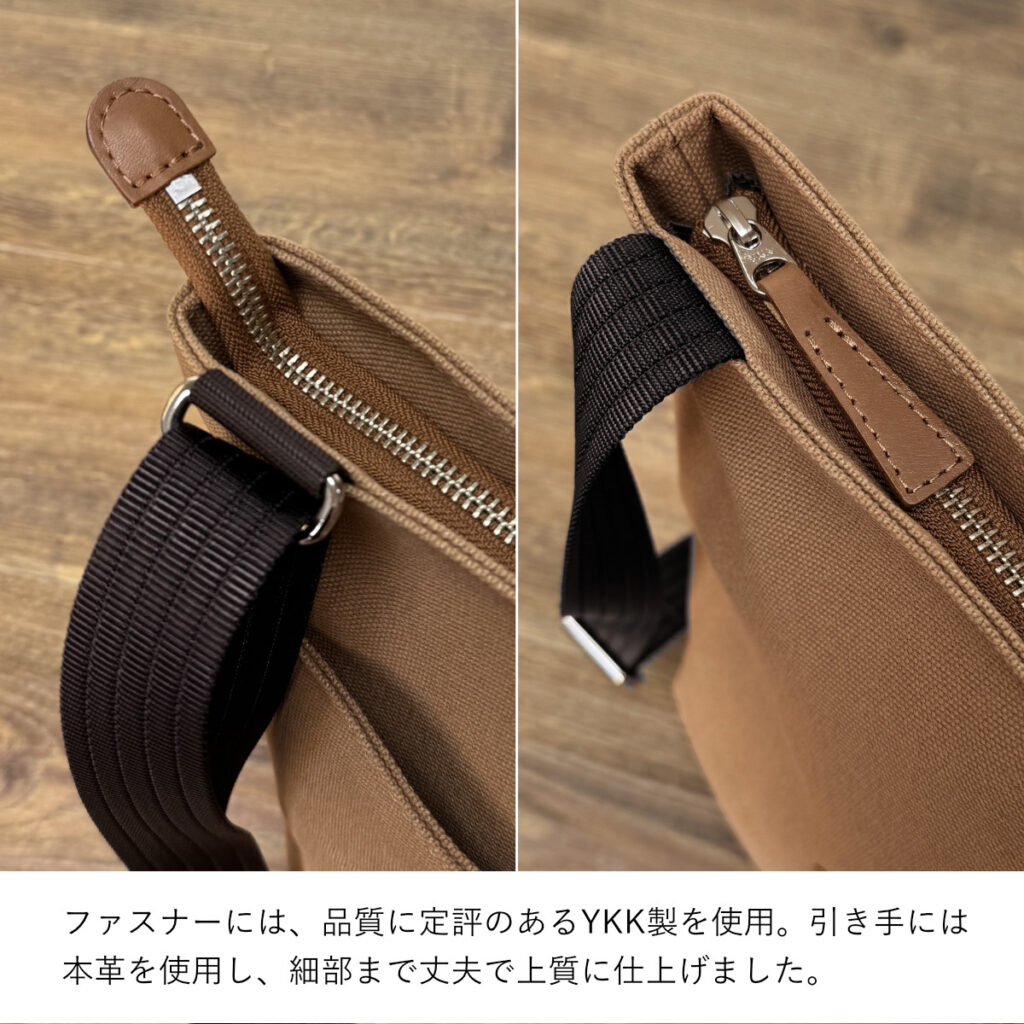 たち耳うさぎAのショルダーバッグ（スクエアM・茶×キャメル・ファーしっぽ） - うさぎのバッグ工房 RABBIT MOTIF(ラビットモチーフ)