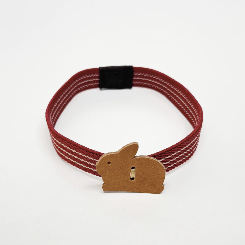 たち耳うさぎのランチベルト(赤×キャメル) - うさぎのバッグ工房 RABBIT MOTIF(ラビットモチーフ)