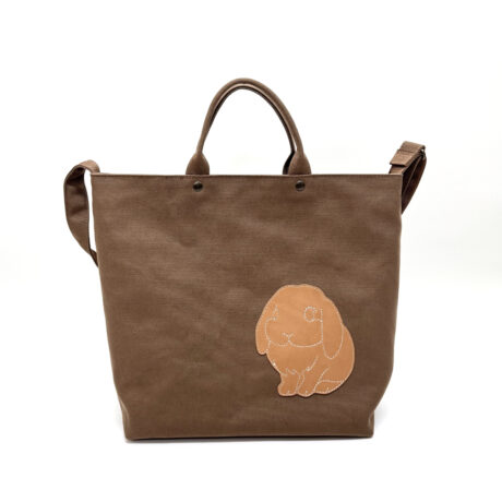 帆布の大きなバッグファスナータイプ（たれ耳・茶）