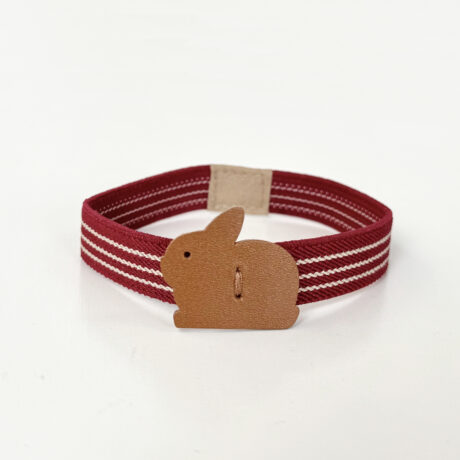 たち耳うさぎのランチベルトM（ライン赤×茶）