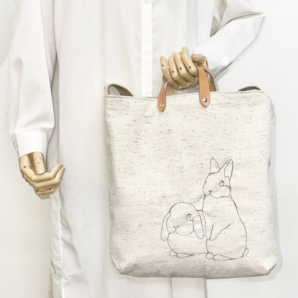 うさぎの2WAYショルダートート（ナチュラル） - うさぎのバッグ工房 RABBIT MOTIF(ラビットモチーフ)